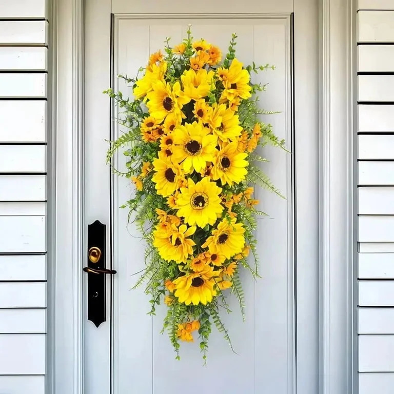 Spring Wreath for Front Door Summer Wreaths Sunflower Swag 23.6''  Spring Wall Hanging Indoor Out... | Walmart (US)
