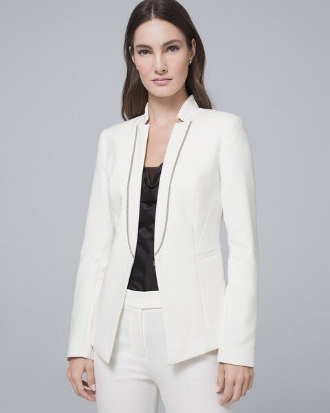 Women's Ball-Chain Suiting Blazer by White House Black Market, Ecru, Size 16 | White House Black Market