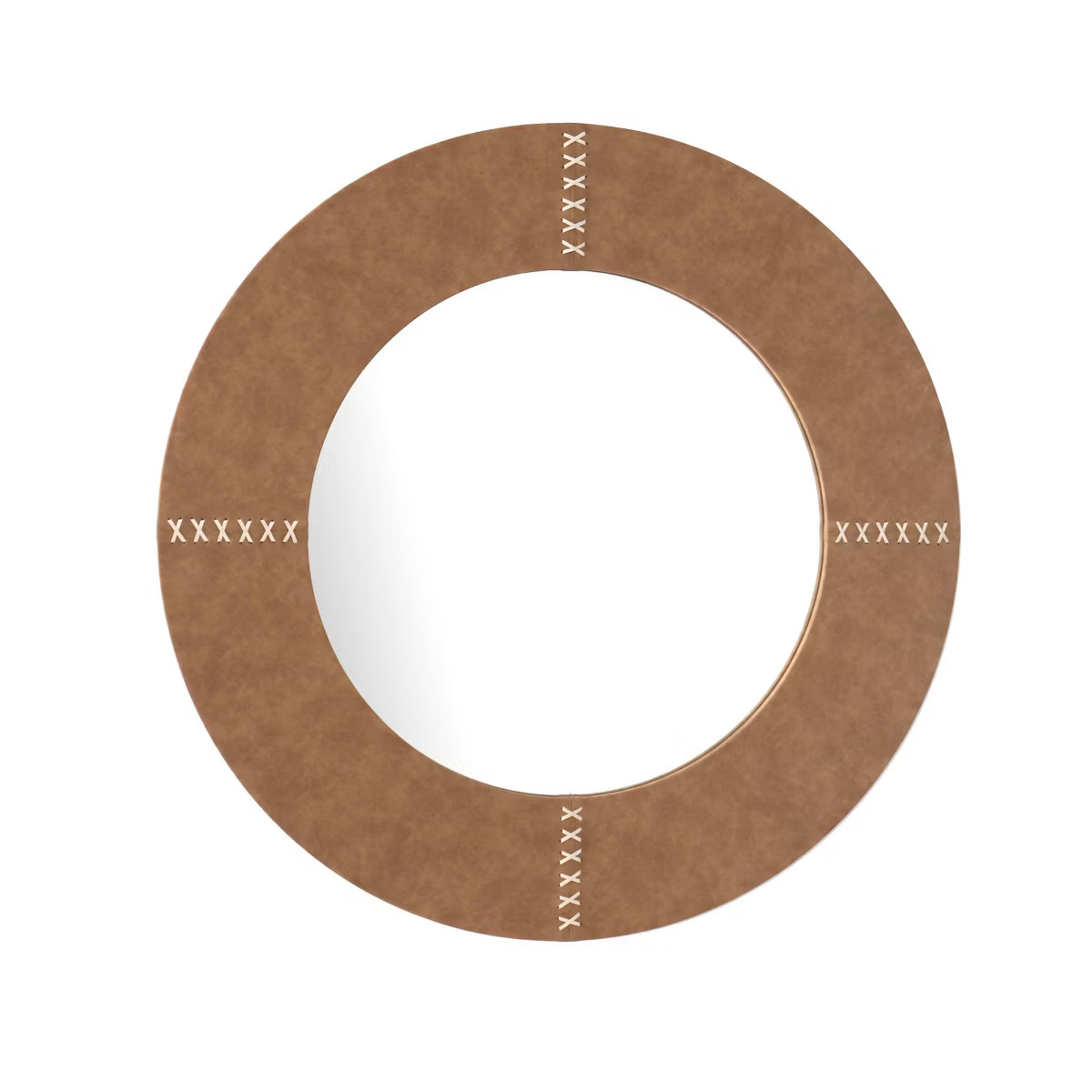 Holli Furniture Faux Leather Wall Mirror Tan | Target