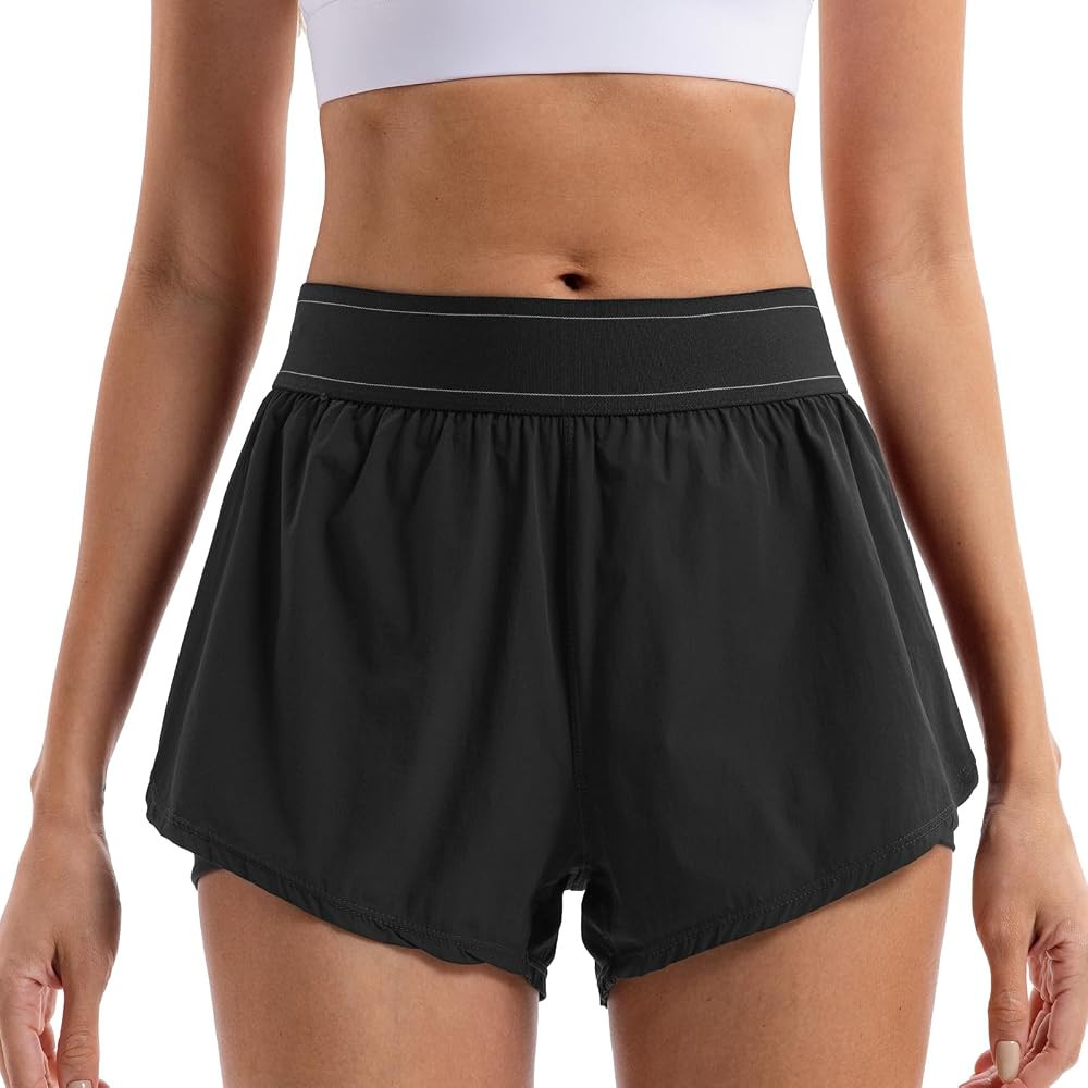 NEXSONIC Athletic Shorts for Women High Waist 3 Inch Running Shorts with Linear Workout Active Gy... | Amazon (US)
