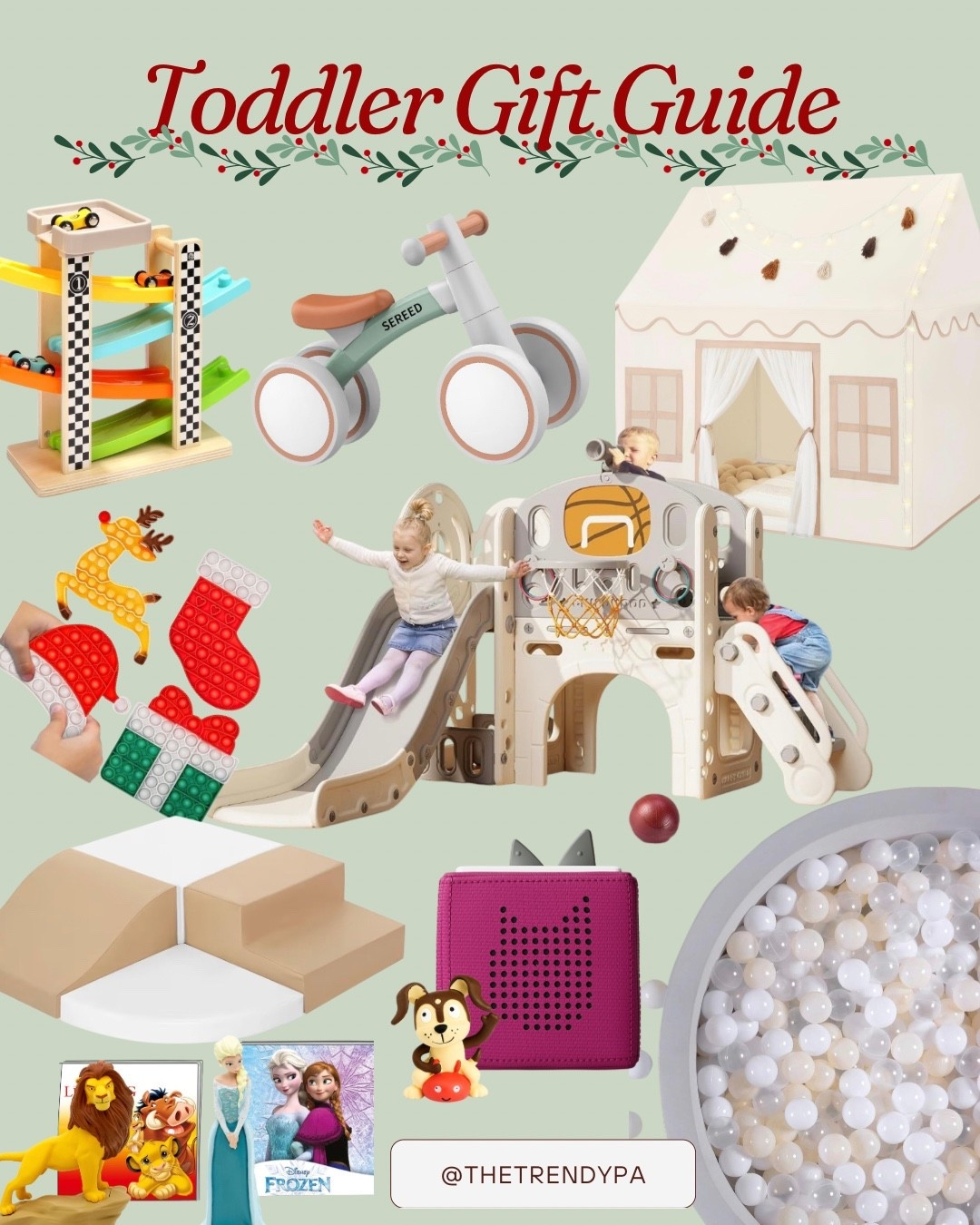 Toddler Christmas gift guide!! My toddler is literally obsessed with all of these things. The jungle gym in the middle is probably the best purchase we’ve ever made. She has used it nonstop for over a year now! 

#LTKGiftGuide #LTKHoliday #LTKKids