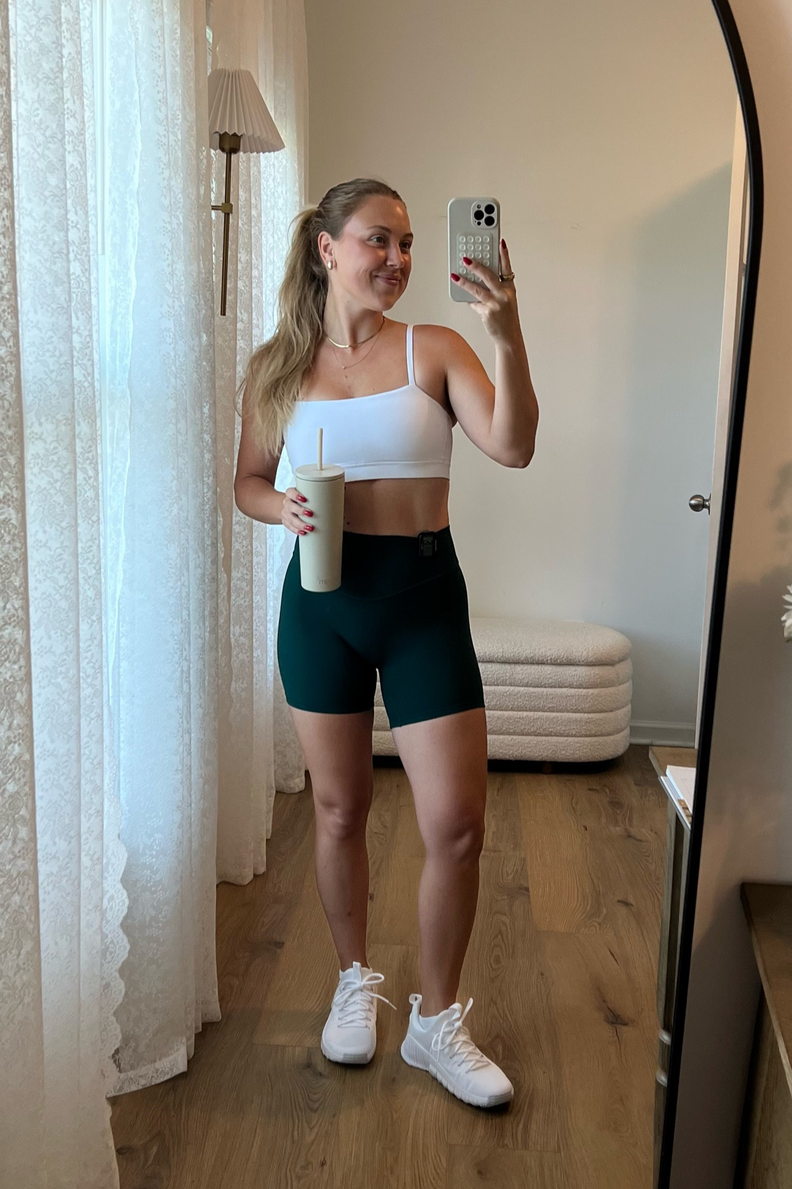 Breaking in the new white Nike metcons at F45 leg day today!! wearing small vitality volley shorts and small crz yoga sports bra.

#LTKShoeCrush #LTKFitness #LTKActive