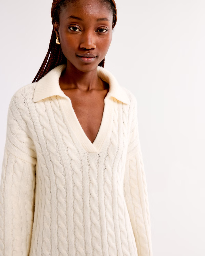 Women's Long-Sleeve Collared Mini Sweater Dress | Women's Dresses & Jumpsuits | Abercrombie.com | Abercrombie & Fitch (US)