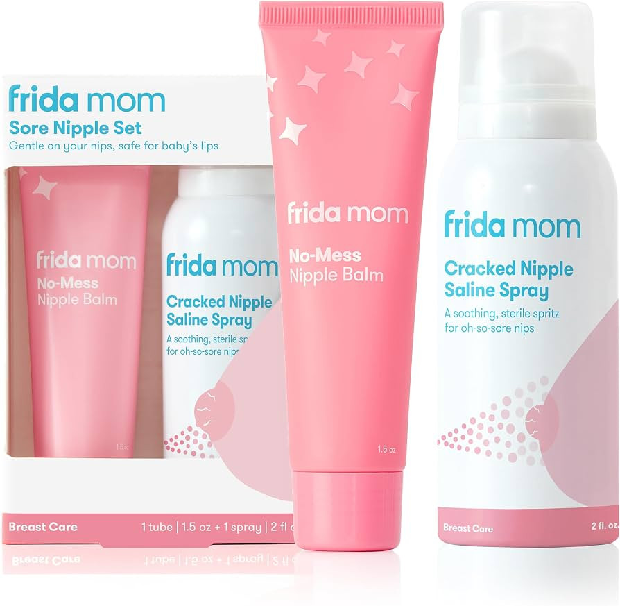 Frida Mom Sore Nipple Set | Cracked Nipple Saline Spray, No-Mess Cream | 2 Piece Set | Breastfeed... | Amazon (US)