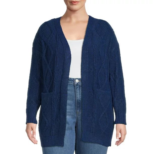 Time and Tru Women's Open Front Cable Cardigan - Walmart.com | Walmart (US)