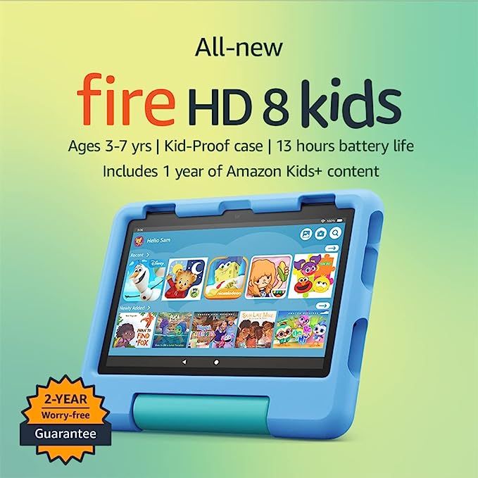 2022 Blue Fire HD 8 Kids Tablet, 32 GB & Kid-Proof Case | Amazon | Amazon (US)