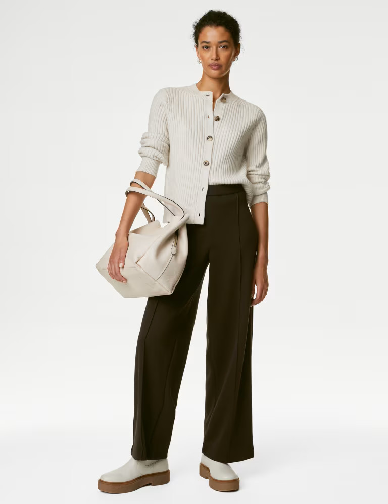 Knitted Ribbed Crew Neck Cardigan | Marks & Spencer (UK)