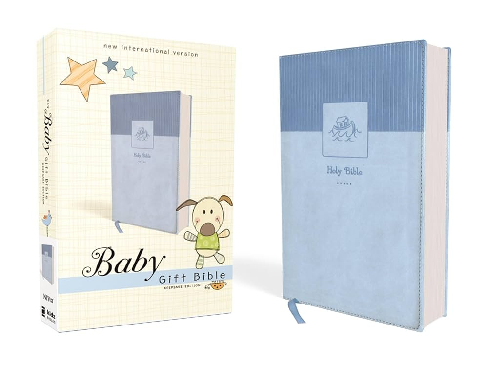 NIV, Baby Gift Bible, Holy Bible, Leathersoft, Blue, Red Letter, Comfort Print: Keepsake Edition | Amazon (US)