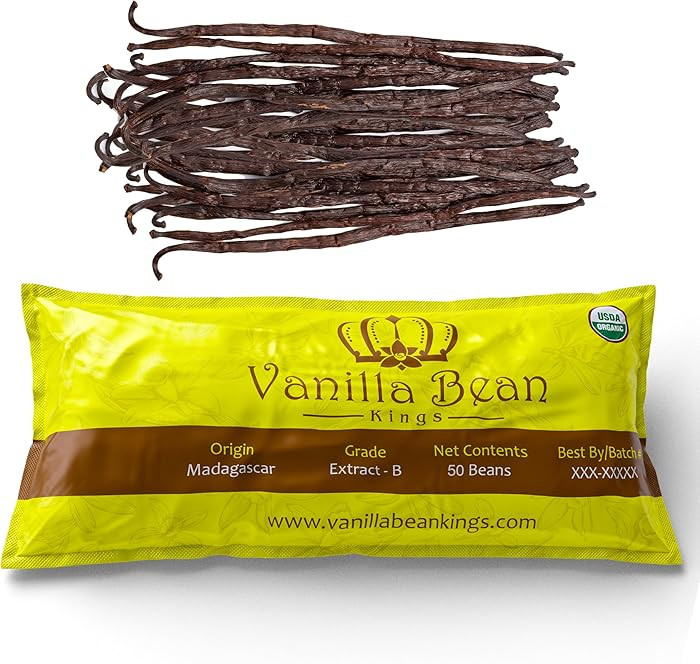 50 Organic Madagascar Vanilla Beans - Whole Extract Grade B Pods for Baking, Homemade Extract, Br... | Amazon (US)
