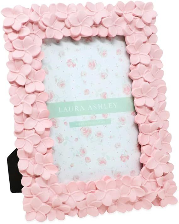 Laura Ashley 4x6 Pink Flower Textured Hand-Crafted Resin Picture Frame with Easel & Hook for Tabl... | Amazon (US)