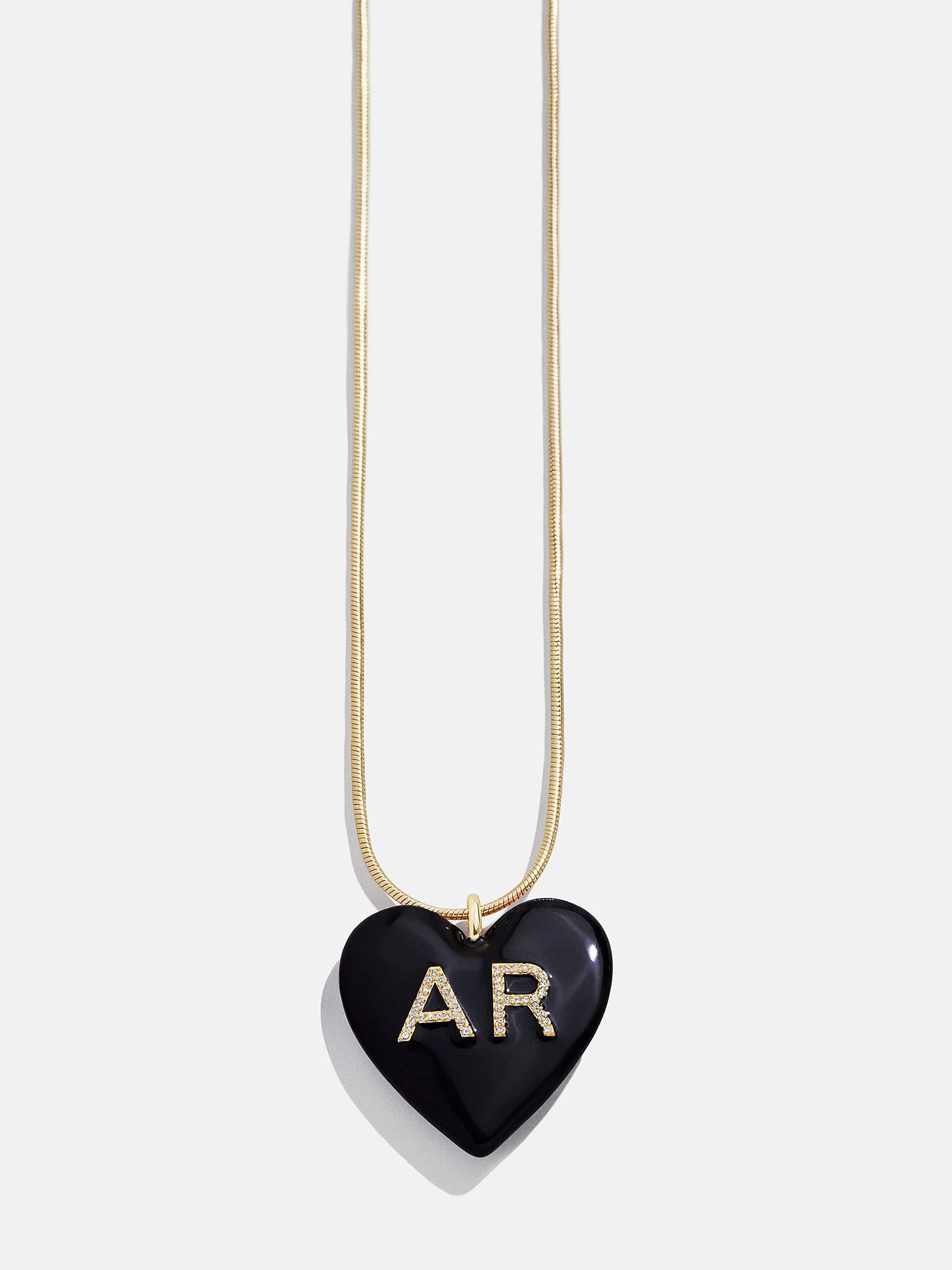 Millie Bubble Heart Custom Initial Necklace - Black | BaubleBar