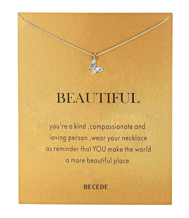 BECEDE Friendship Clover Necklace Unicorn Good Luck Elephant Butterfly Palm Aliens Lotus Cat-Ears... | Amazon (US)