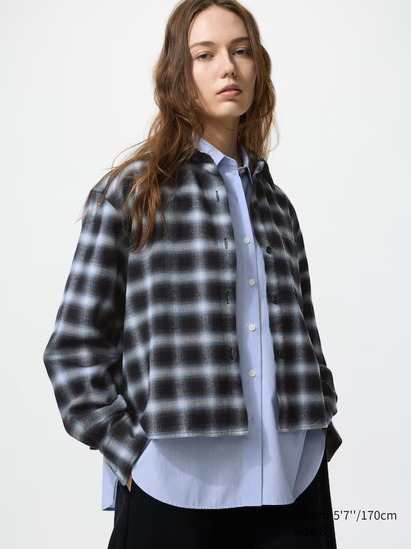 Flannel Boxy Shirt (Ombre Check) | UNIQLO (UK)