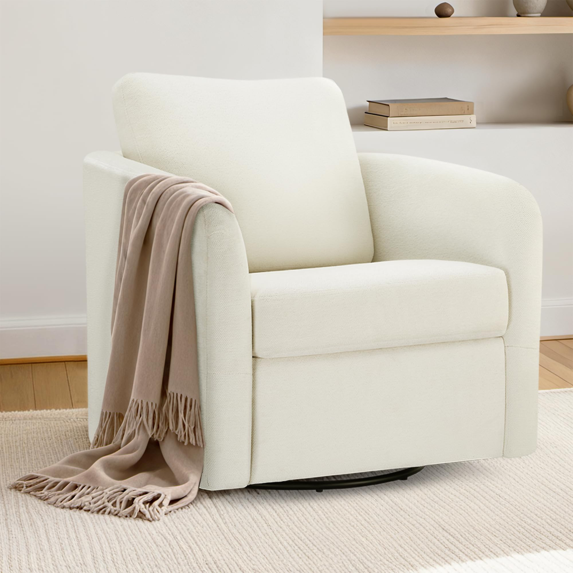 Swivel Accent Chair, Upholstered Barrel Chair with Washable Slipcover for Living Room Bedroom Rea... | Amazon (US)