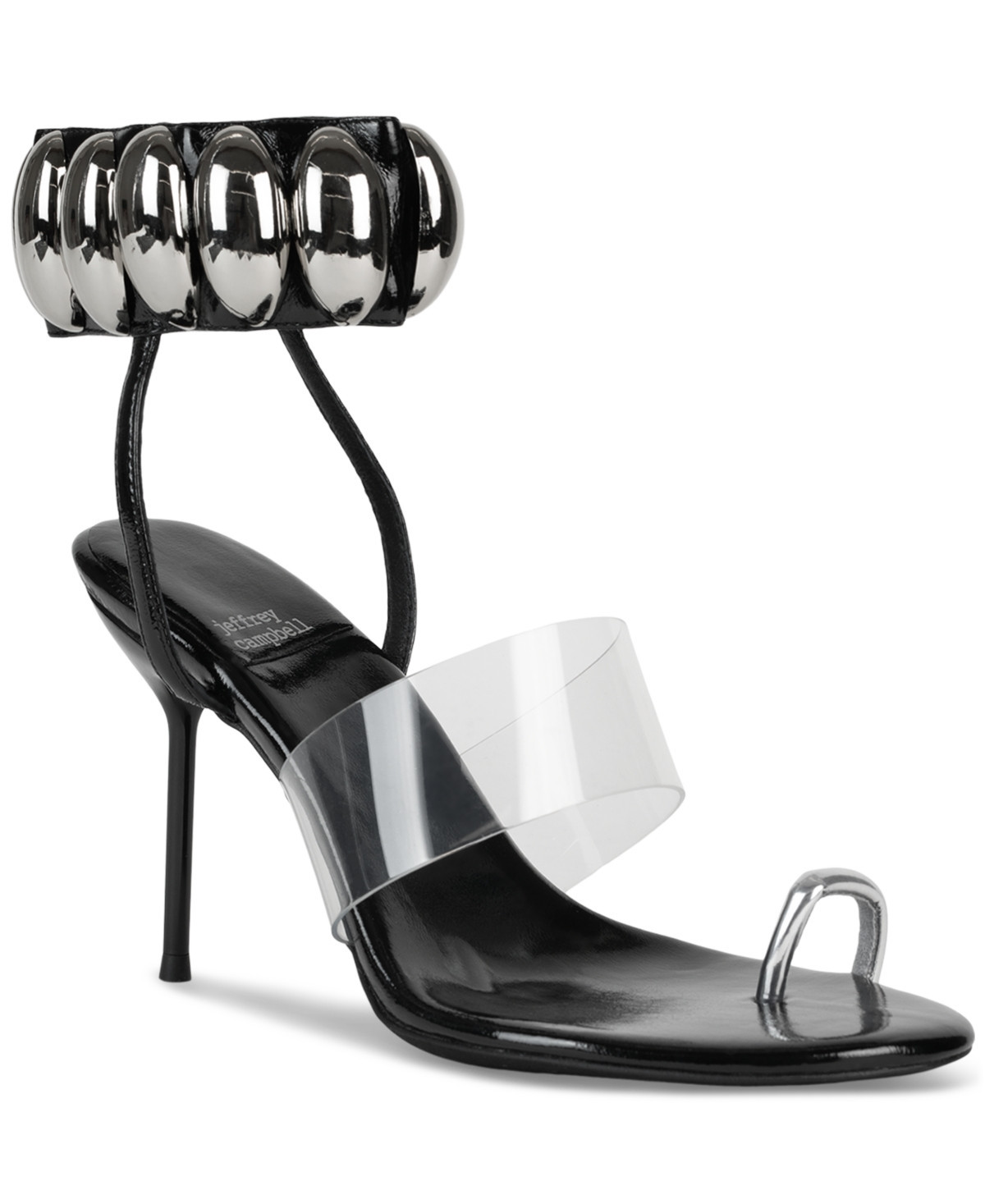 Jeffrey Campbell Occasion Stud Embellished Dress Sandals - Black Patent/Silver | Macy's