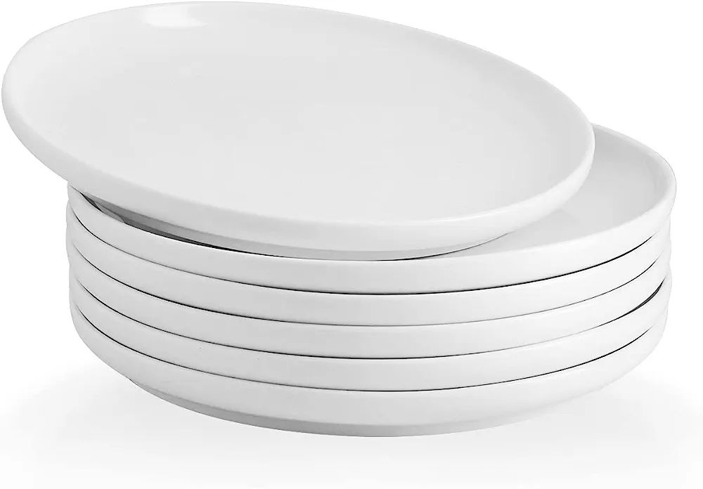 Kanwone Porcelain Dessert Salad Plates - 8 Inch - Set of 6, White, Microwave and Dishwasher Safe ... | Amazon (US)