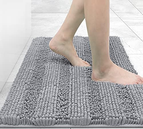 Grandaily Chenille Striped Bathroom Rug Mat, Extra Thick and Absorbent Bath Rugs, Non-Slip Soft P... | Amazon (US)