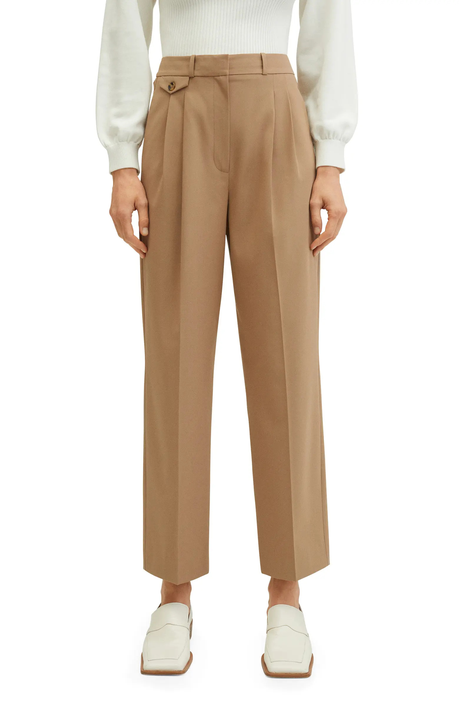 MANGO Pleat Front Straight Leg Trousers | Nordstrom | Nordstrom
