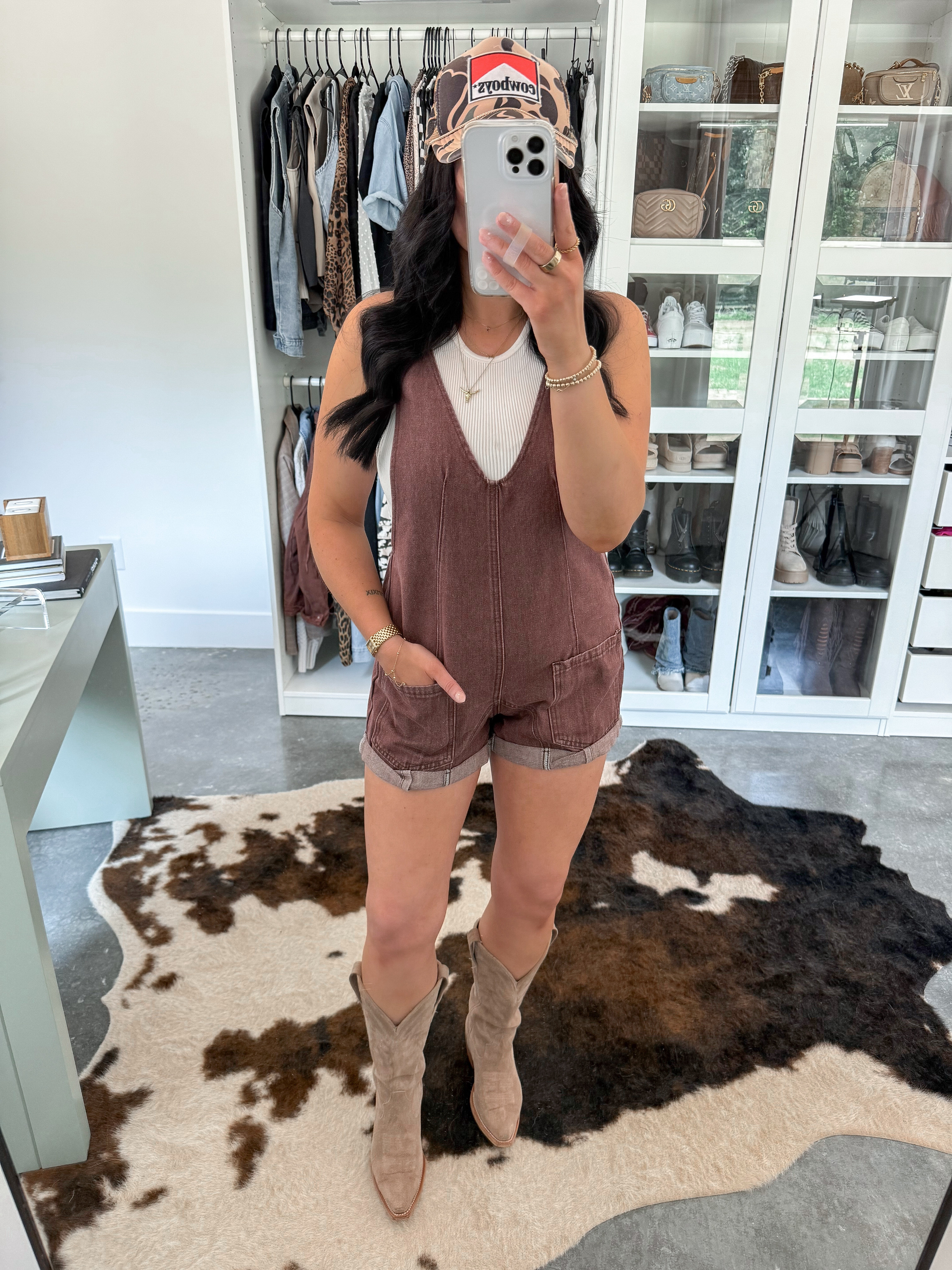 Tank Top - xs/s
Denim Romper - xs

This brown / burgundy denim romper is the perfect throw on and go item! I love it style over this racerback tank top. I paired it with some cowgirl boots and a camo trucker hat, but you could easily do some sneakers, too! 🤍

 

 #LTKFindsUnder50 #LTKFindsUnder100 #LTKStyleTip