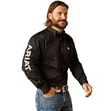 ARIAT Men's Team Logo Twill Fitted Shirt, Black, X-Large | Amazon (US)