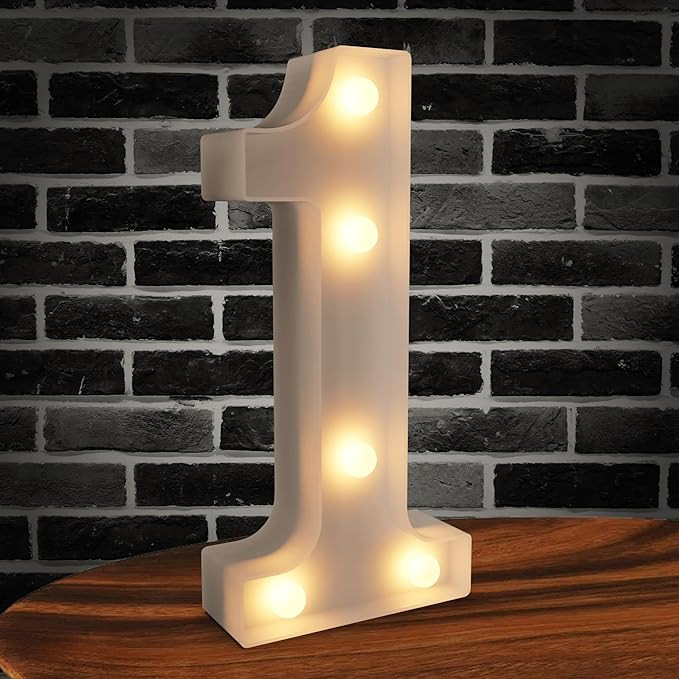 Marquee Numbers Light up Numbers, 0-9 Number Battery Powered LED Light, White Plastic Numbers Sig... | Amazon (US)