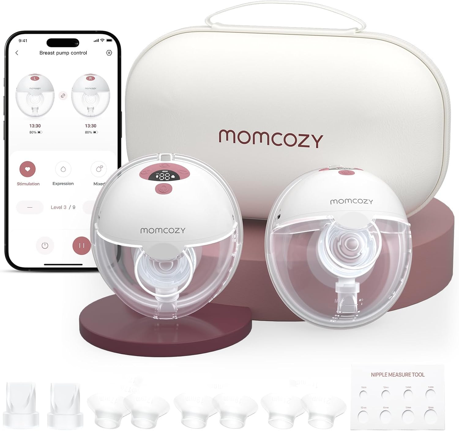 Momcozy M5 Smart APP Controlled Wearable Breast Pump, 2-Pack Cozy Red | Amazon (US)