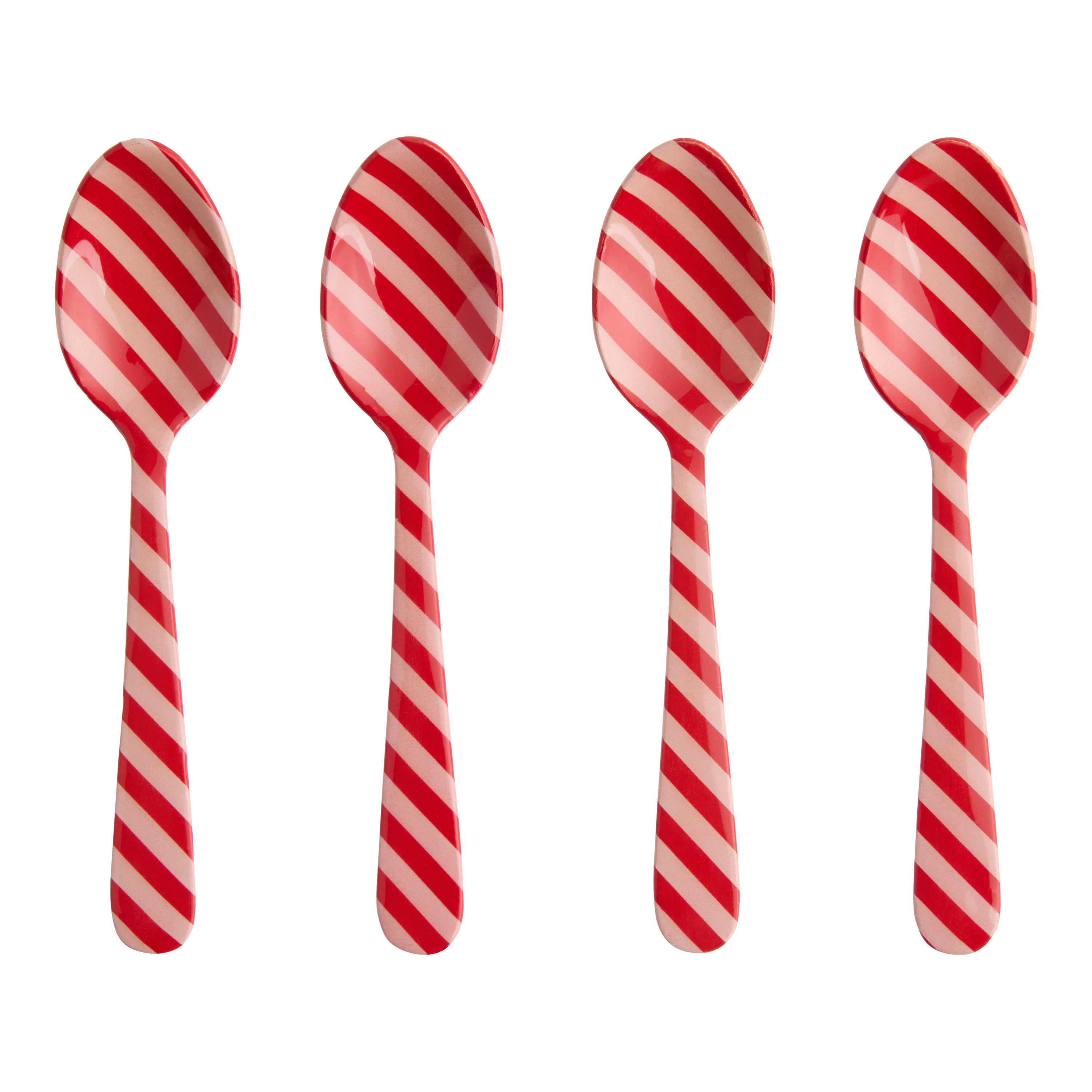 Red and Pink Stripe Enameled Cocktail Spoons 4 Pack | World Market