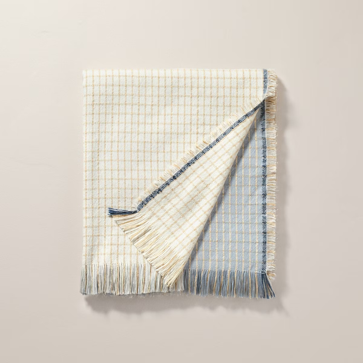 Colorblock Woven Throw Blanket Tan/Blue - Hearth & Hand™ with Magnolia | Target