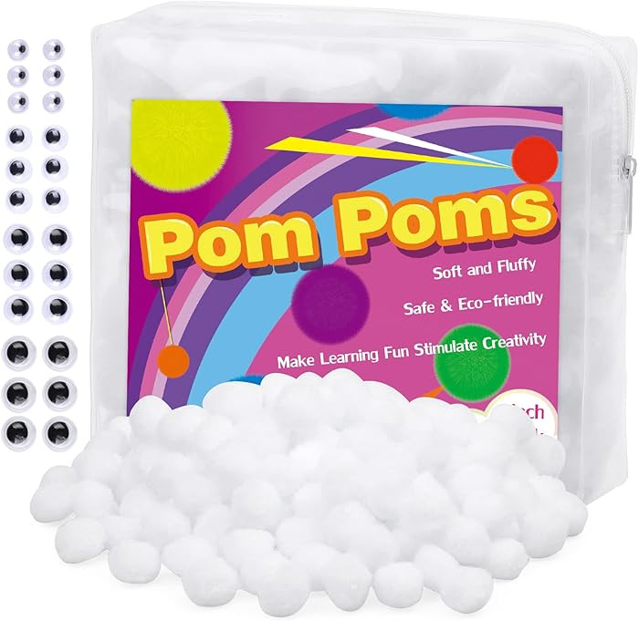 Veroave White Pom Poms, 150PCS 1 Inch Pompoms for Crafts, Fuzzy Puff Balls for DIY Art Creative C... | Amazon (US)