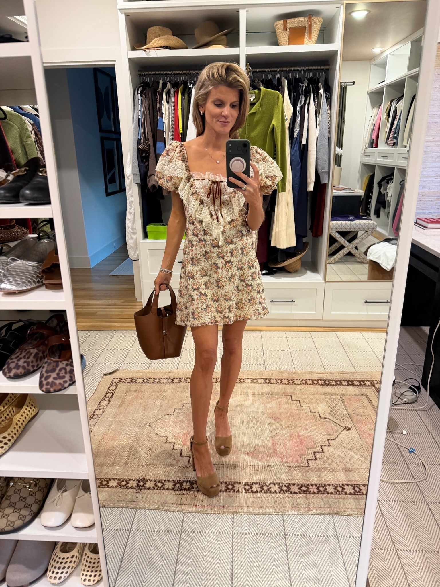 Floral and lace  fall mini dress (wearing xs)