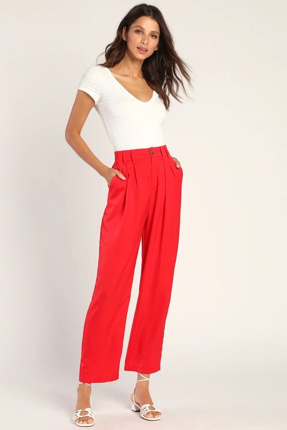 Sophisticated Take Red High-Waisted Trouser Pants | Lulus (US)