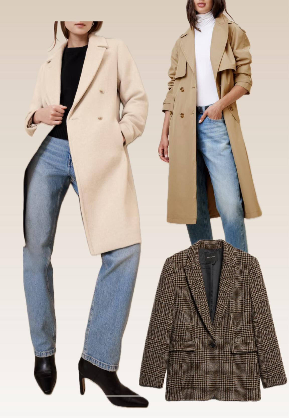 Banana republic Factory -  tailored pieces on my list. I’m usually size 00 / xxs petite there

Some pieces have additional discount applied in cart 

• wool blend topcoat in petite 
• trench coat in petite 
• houndstooth plaid blazer in petite 

#LTKSeasonal #LTKSaleAlert #LTKFindsUnder100