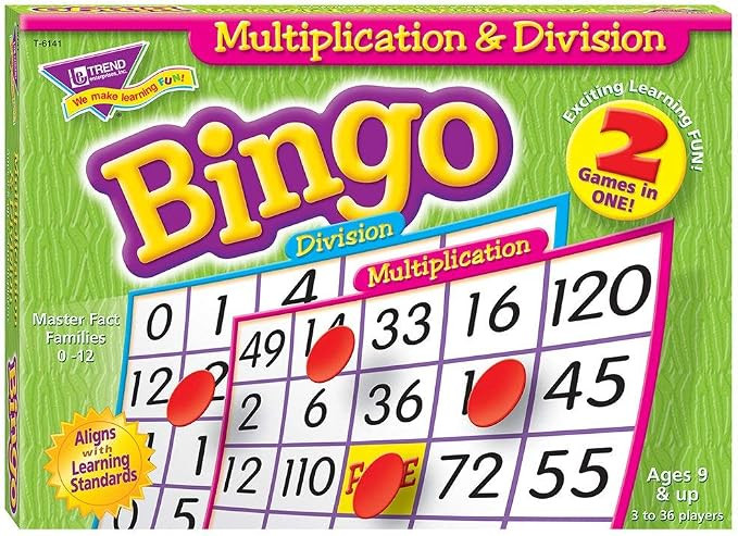 Trend Enterprises: Multiplication & Division Bingo Game, Exciting Way for All to Learn, 2 Games i... | Amazon (US)