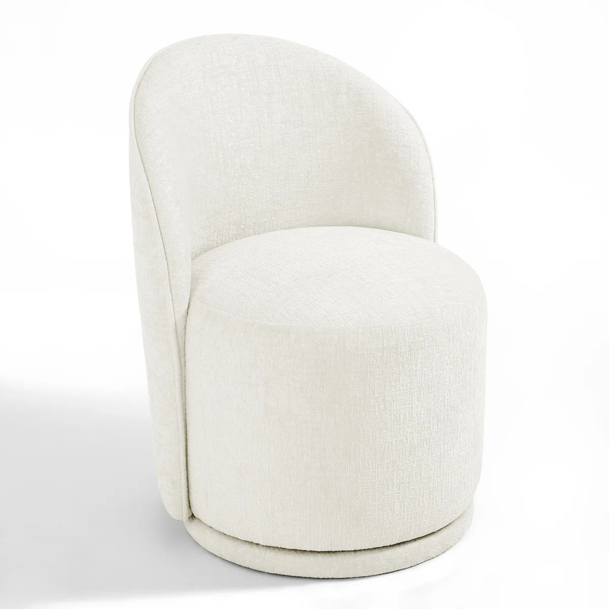 Upholstered Modern Beige Chenille Barrel Swivel Side Dining Chair | Wayfair North America