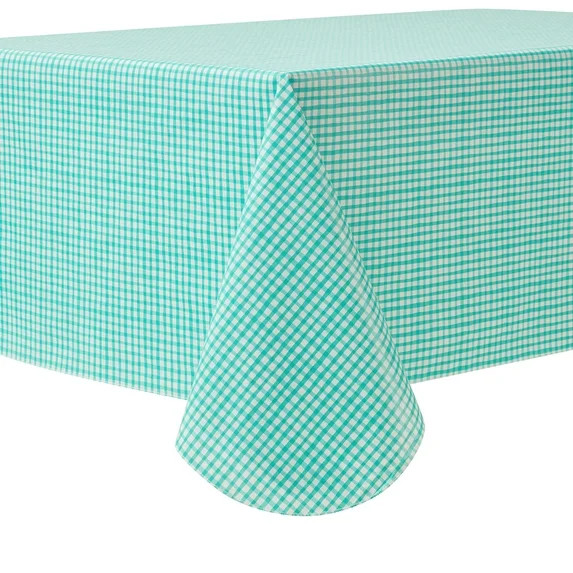 Mainstays Summer Fun PEVA Tablecloth, Indoor & Outdoor for Table 60" x 102" - Teal Gingham | Walmart (US)