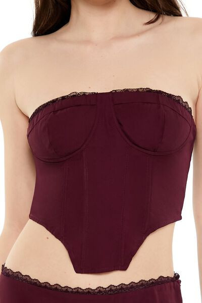 Lace-Trim Bustier Tube Crop Top | Forever 21