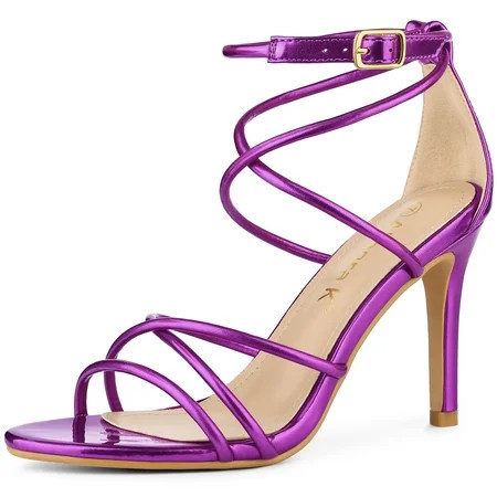 DARING DIVA Women's Open Toe Strappy Straps Stiletto Heel Sandals Purple 9 | Walmart (US)