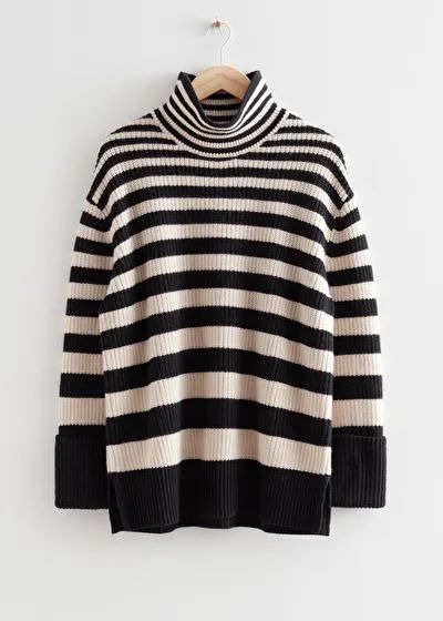 Turtleneck Knit Jumper - Black/Cream - & Other Stories GB | & Other Stories (EU + UK)