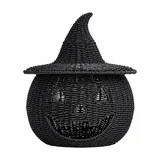 Halloween Woven Grass Pumpkin Decor, Black Seagrass Jack O Lantern Basket, Fall Table Centerpiece... | Walmart (US)