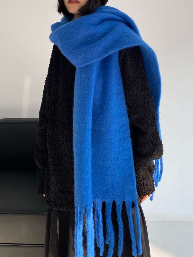 Solid Fringe Hem Scarf | SHEIN