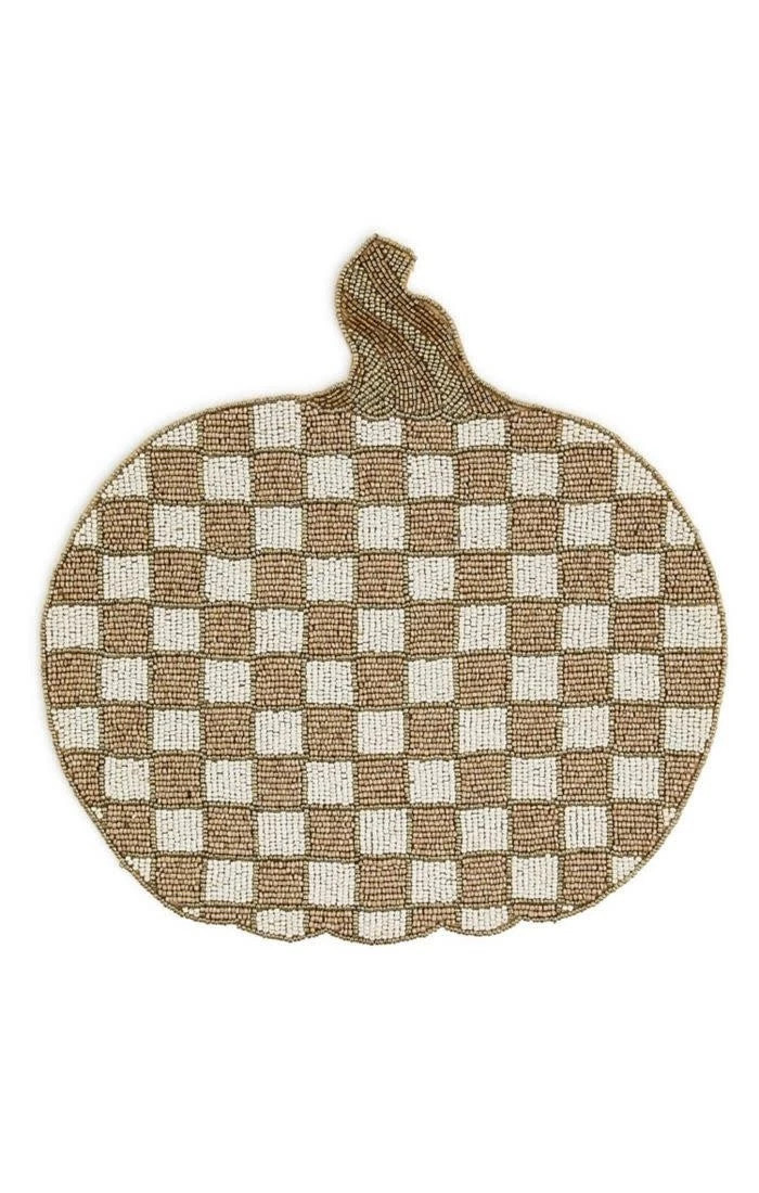 MACKENZIE CHILDS MOCHA CHECK BEADED PUMPKIN PLACEMAT NEW | eBay | eBay US