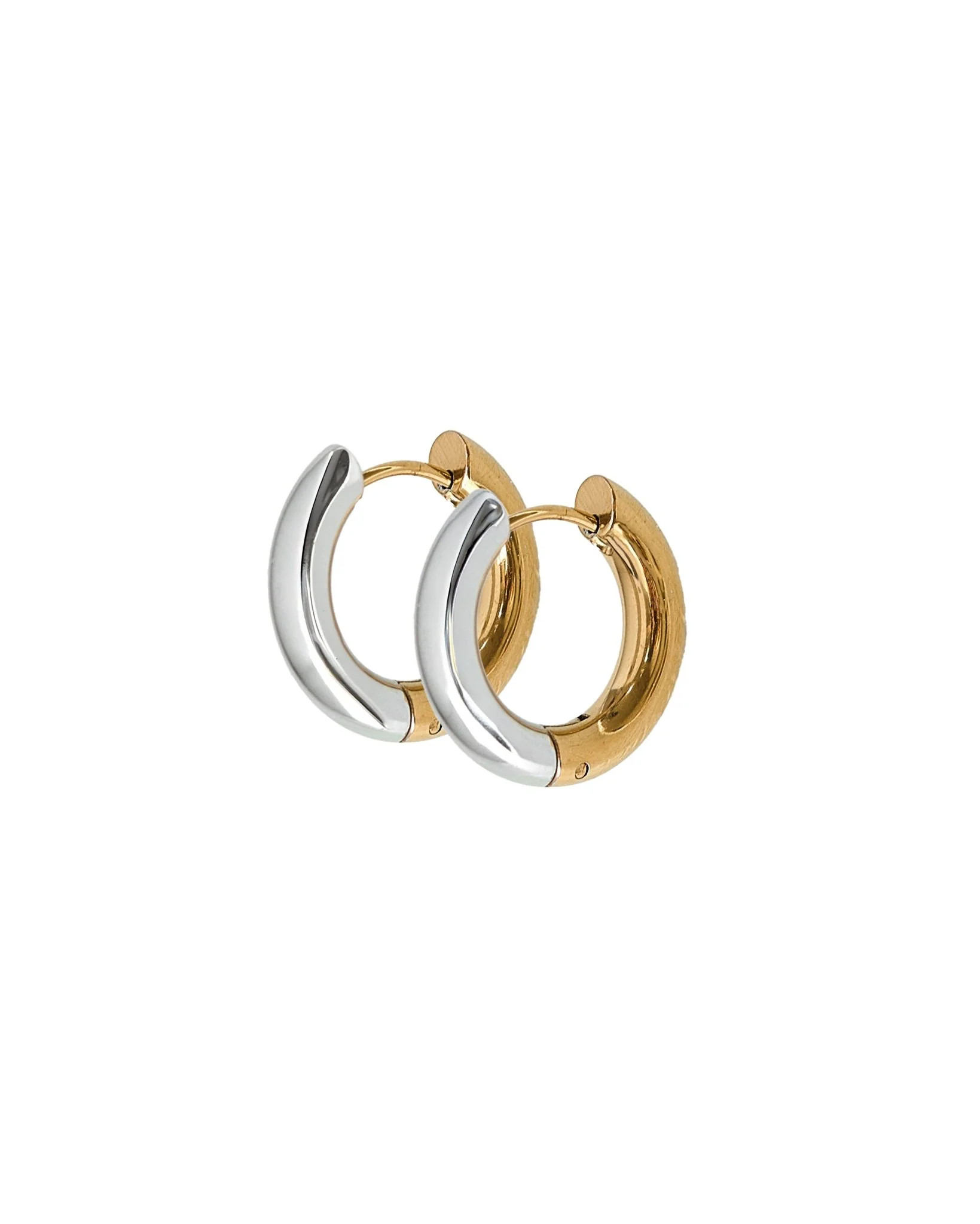 Huggie Earrings - Scarlett Hoop Two-Tone 12mm | LINNY CO LLC