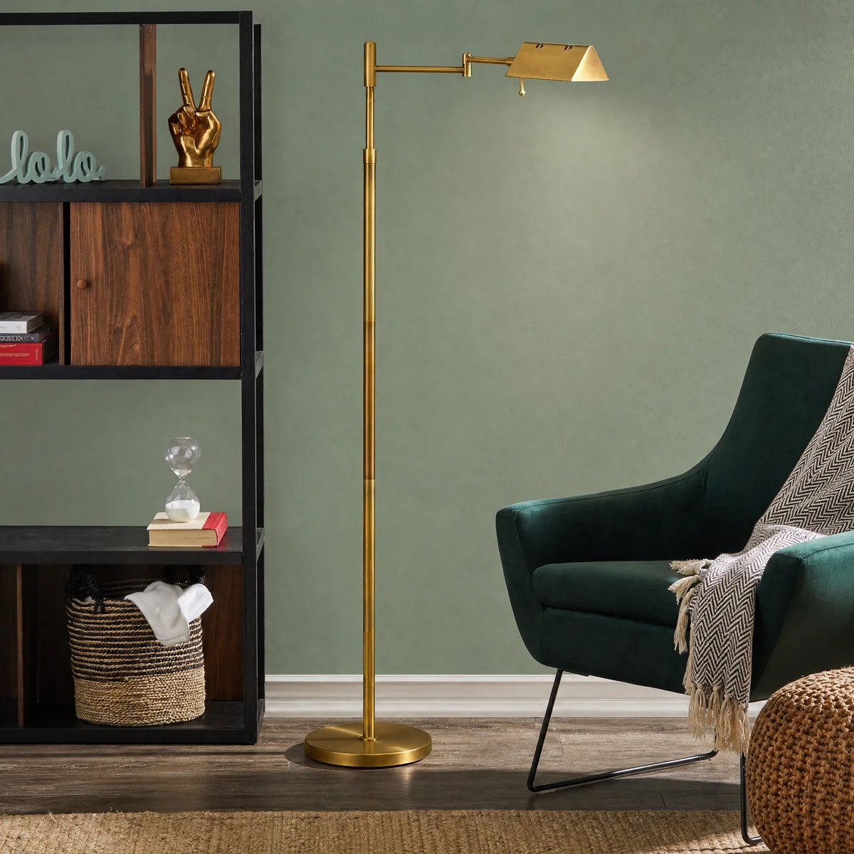 56" Dimmable LED Pharmacy Task Floor Lamp with Swivel Head Swing Arm | Wayfair North America