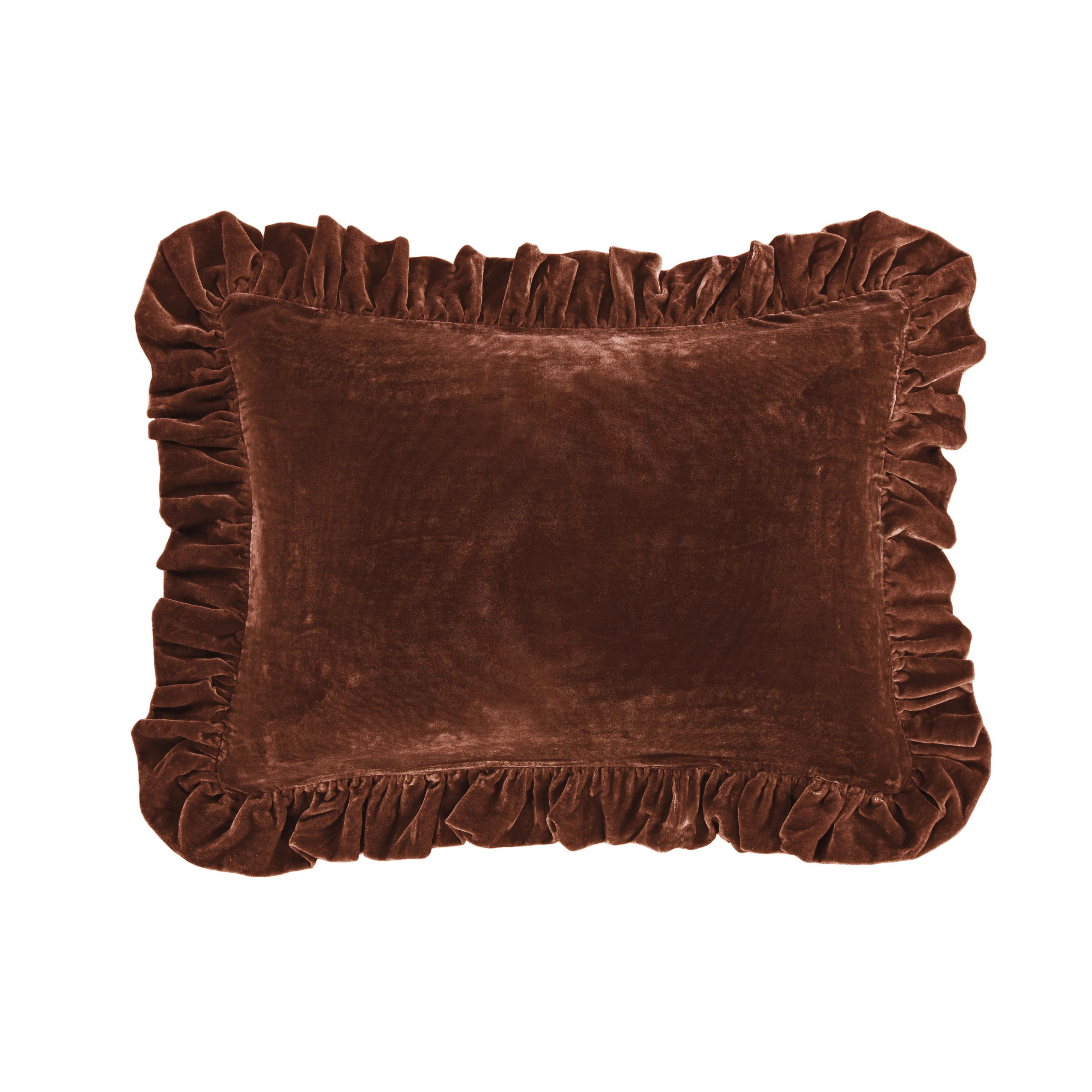 Stella Solid Faux Silk Velvet Ruffled Romantic Western 16x21 inch Oblong Pillow | Wayfair North America