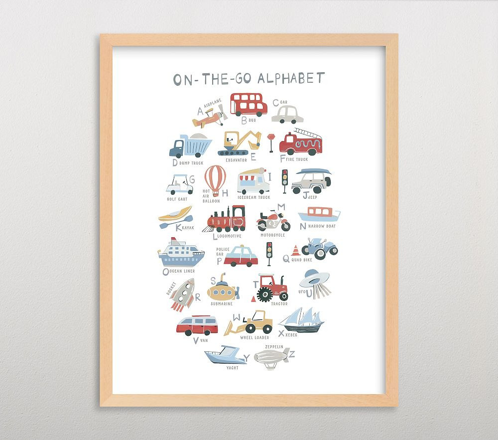 Minted® Transportation Alphabet Wall Art by Teju Reval | Pottery Barn Kids