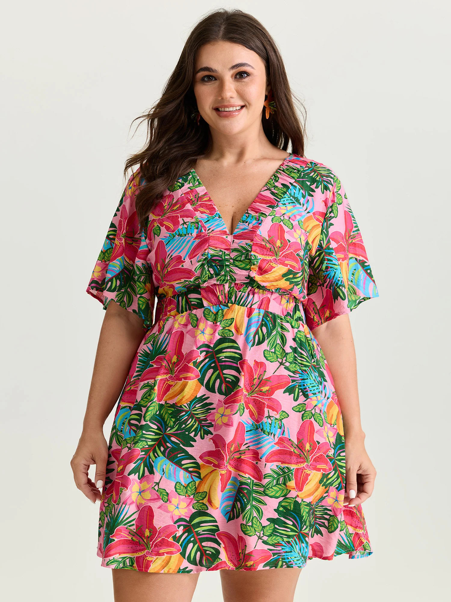 Bright Floral Print Built-In Shorts Mini Dress | Bloomchic