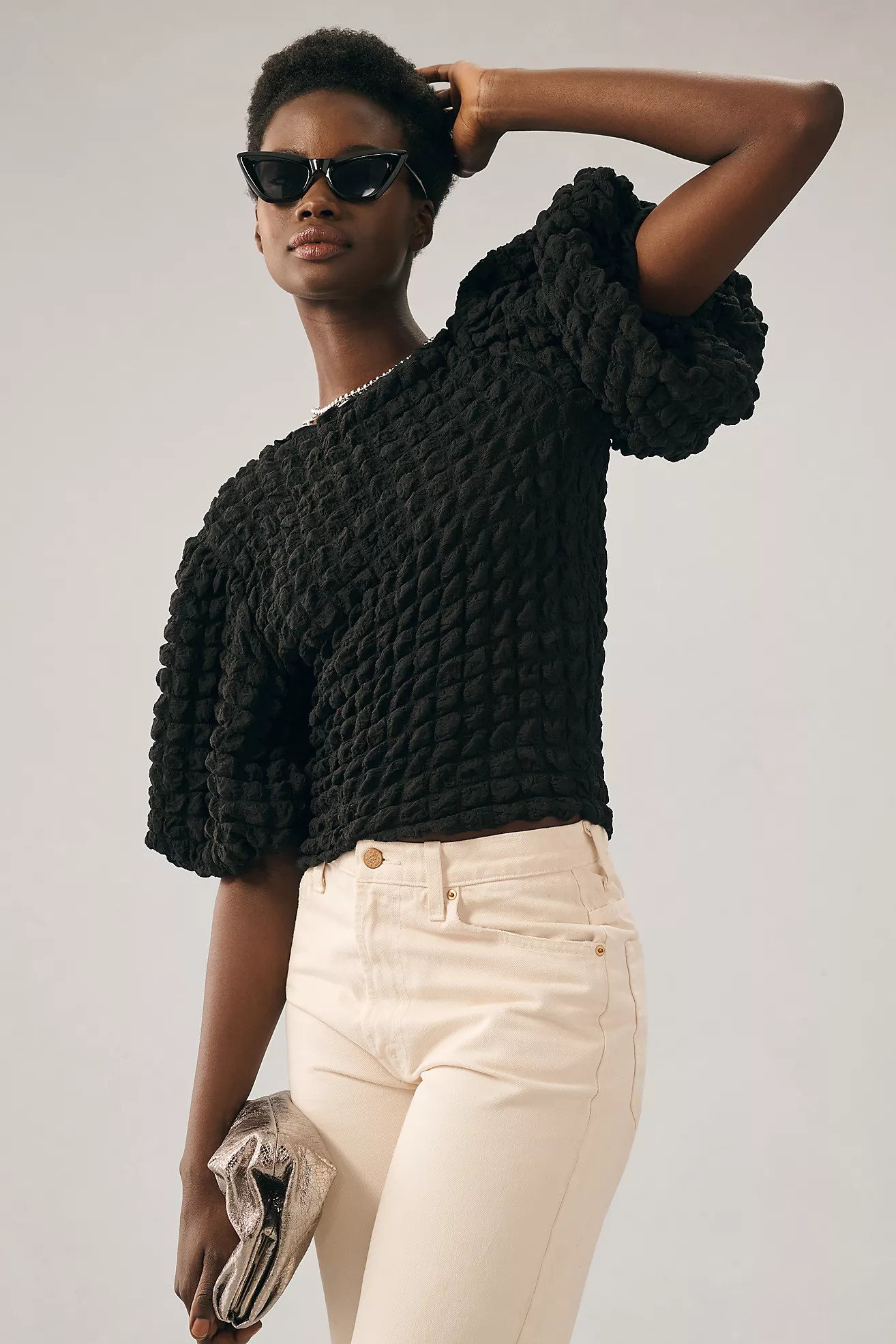 Eri + Ali Textured Puff-Sleeve Top | Anthropologie (US)