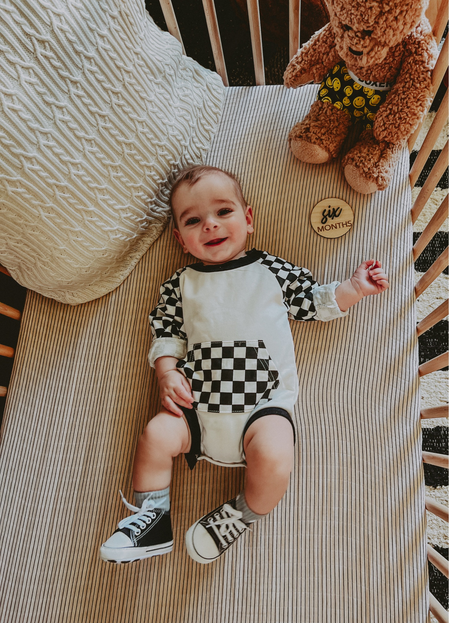 Checkered baby infant romper, neutral nursery aesthetic 🖤

#LTKbaby #LTKkids #LTKhome