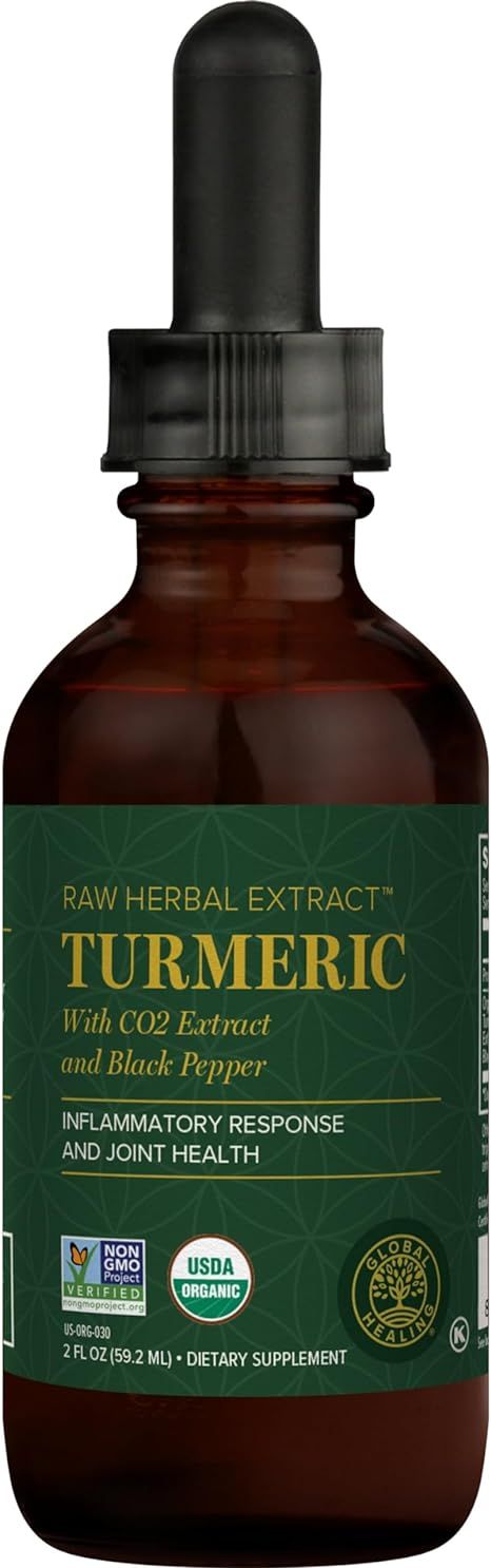 Global Healing Organic Turmeric Curcumin with Black Pepper Extract Liquid Supplement Drops to Sup... | Amazon (US)