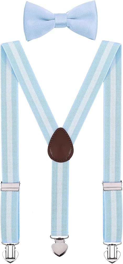 Men's Boys' Suspenders and Bow Tie Set Adjustable with Heart Clips | Amazon (US)